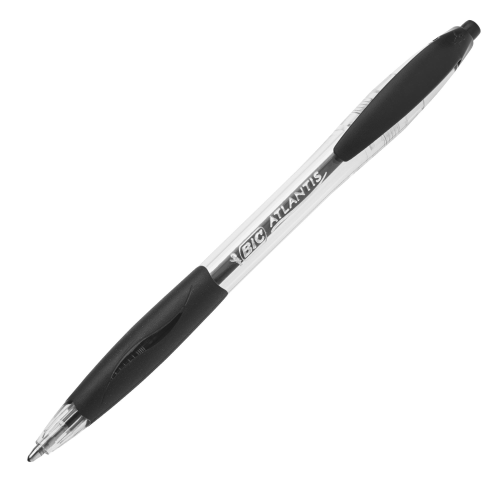 BIC ATLANTIS PENNA A SFERA INCHIOSTRO NERO PUNTA MEDIA FUSTO TRASPARENTE CONF. 12 Pz.